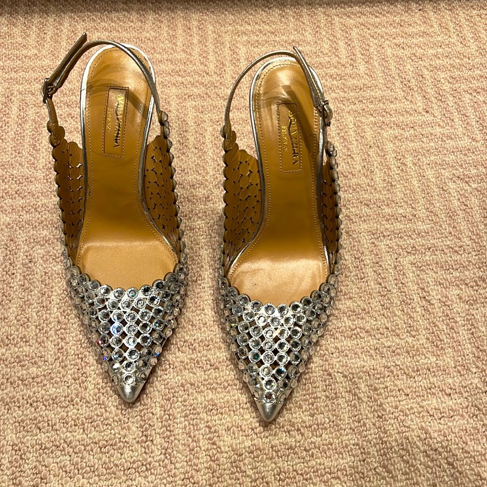 Aquazzura Silver Diamanté pumps